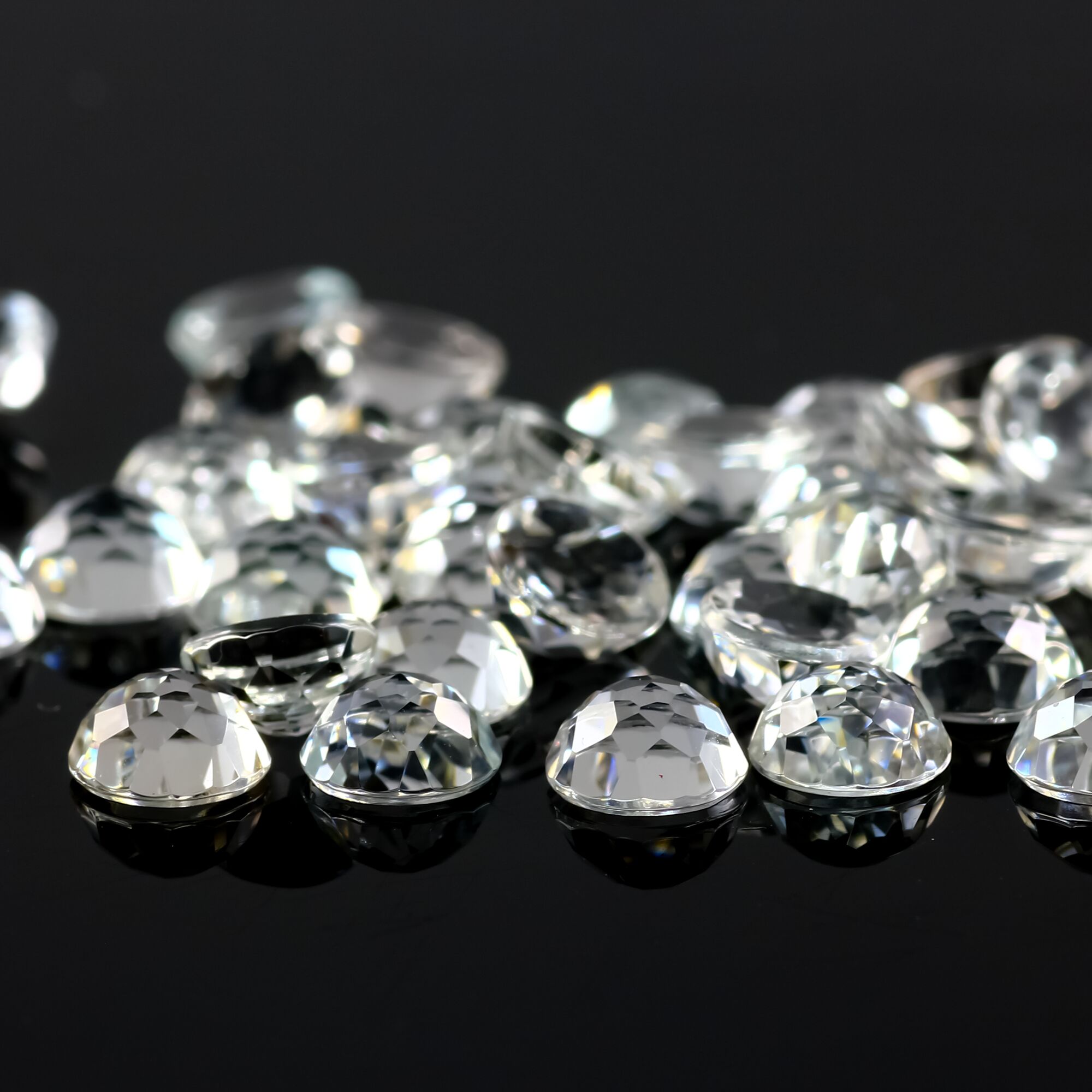 White Topaz Rose Cut Cabochon 6mm Round